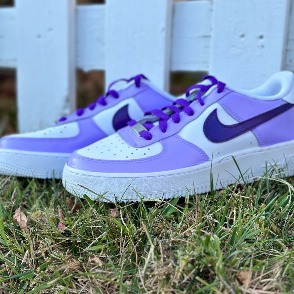Nike Air Force 1 Custom Sneakers Lupus Awareness Purple Lilac Women's Size 8